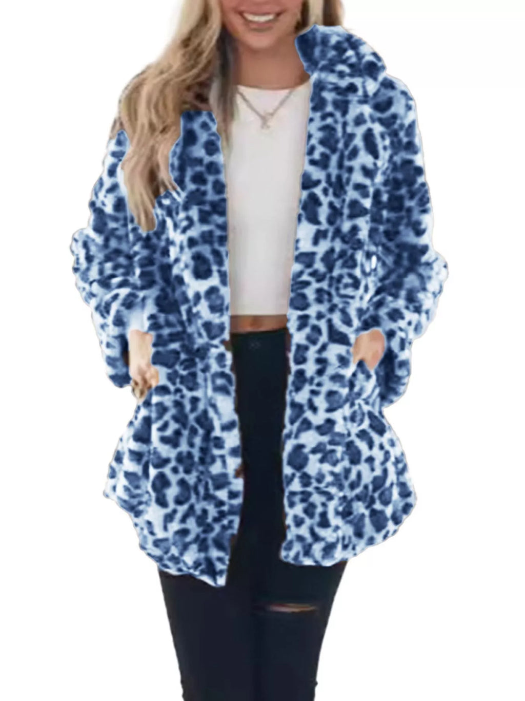 Full-Size Leopard Open-Front Coat, view 5