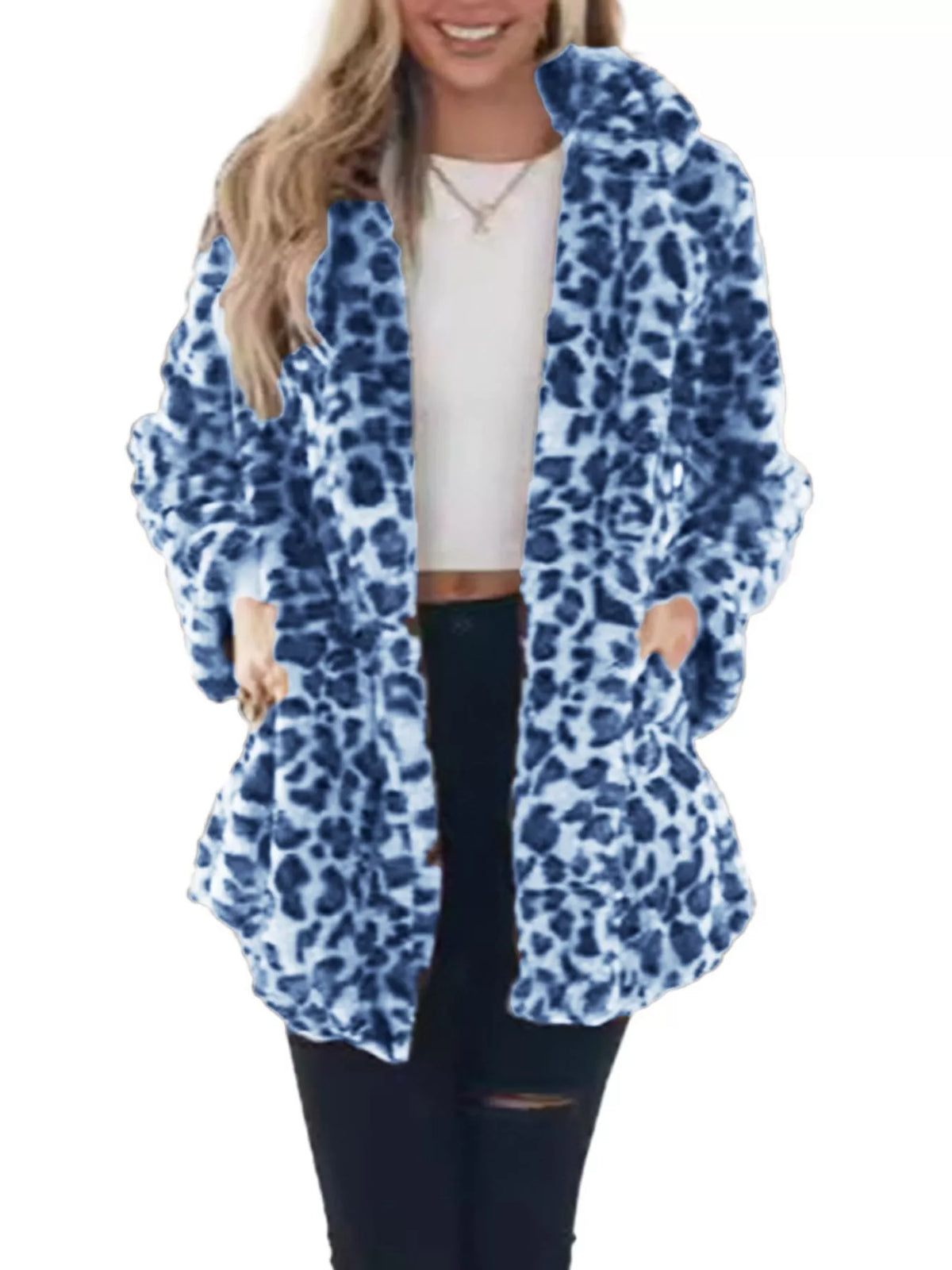 Full-Size Leopard Open-Front Coat, view 5