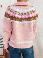Fair Isle Zip-Up Cardigan