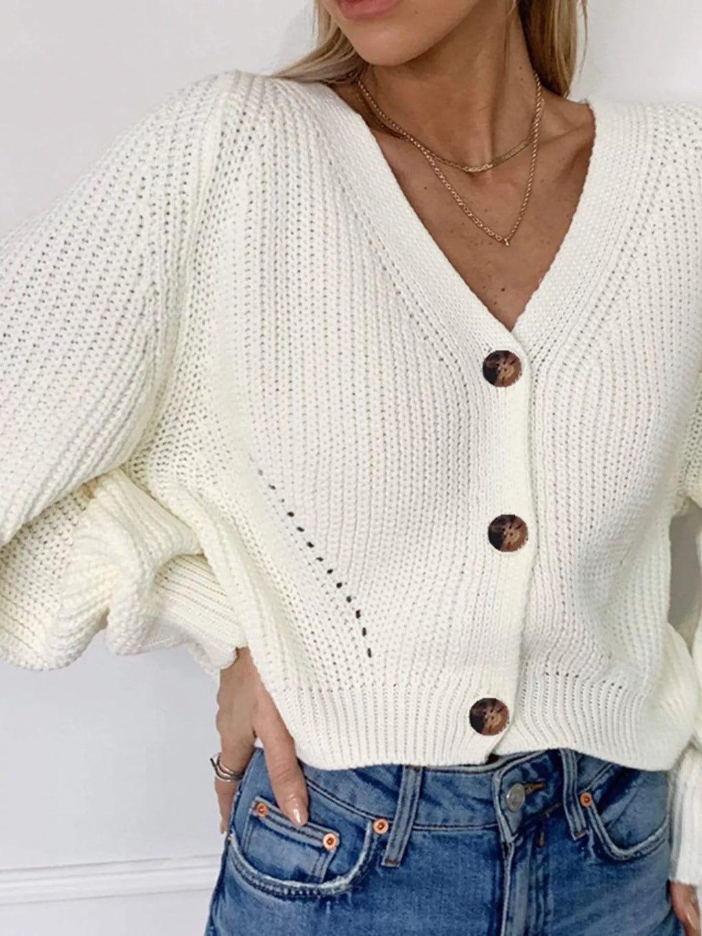 Chunky Knit Button-Front Cardigan