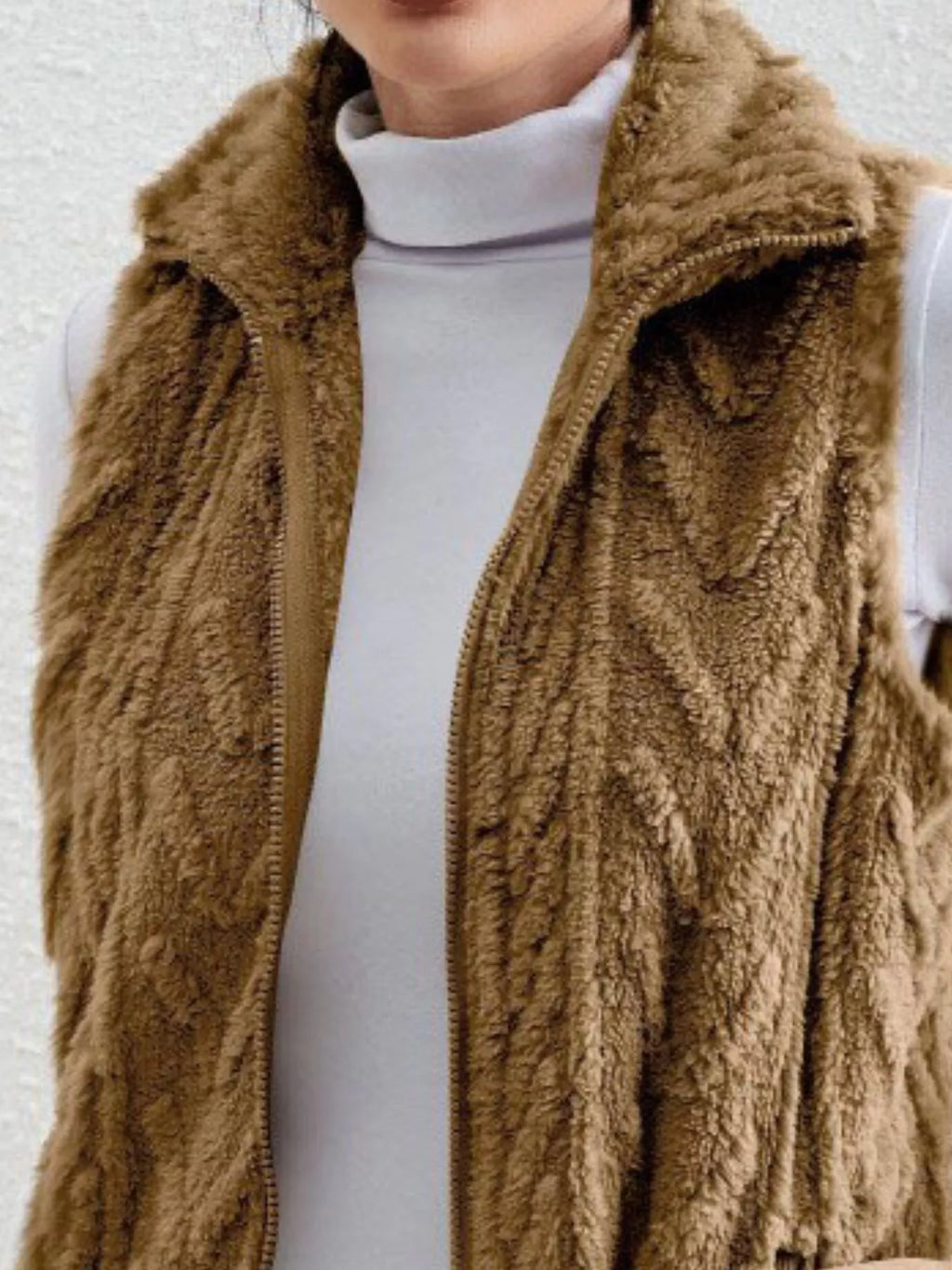 Full-Size Faux-Fur Zip Vest, view 8