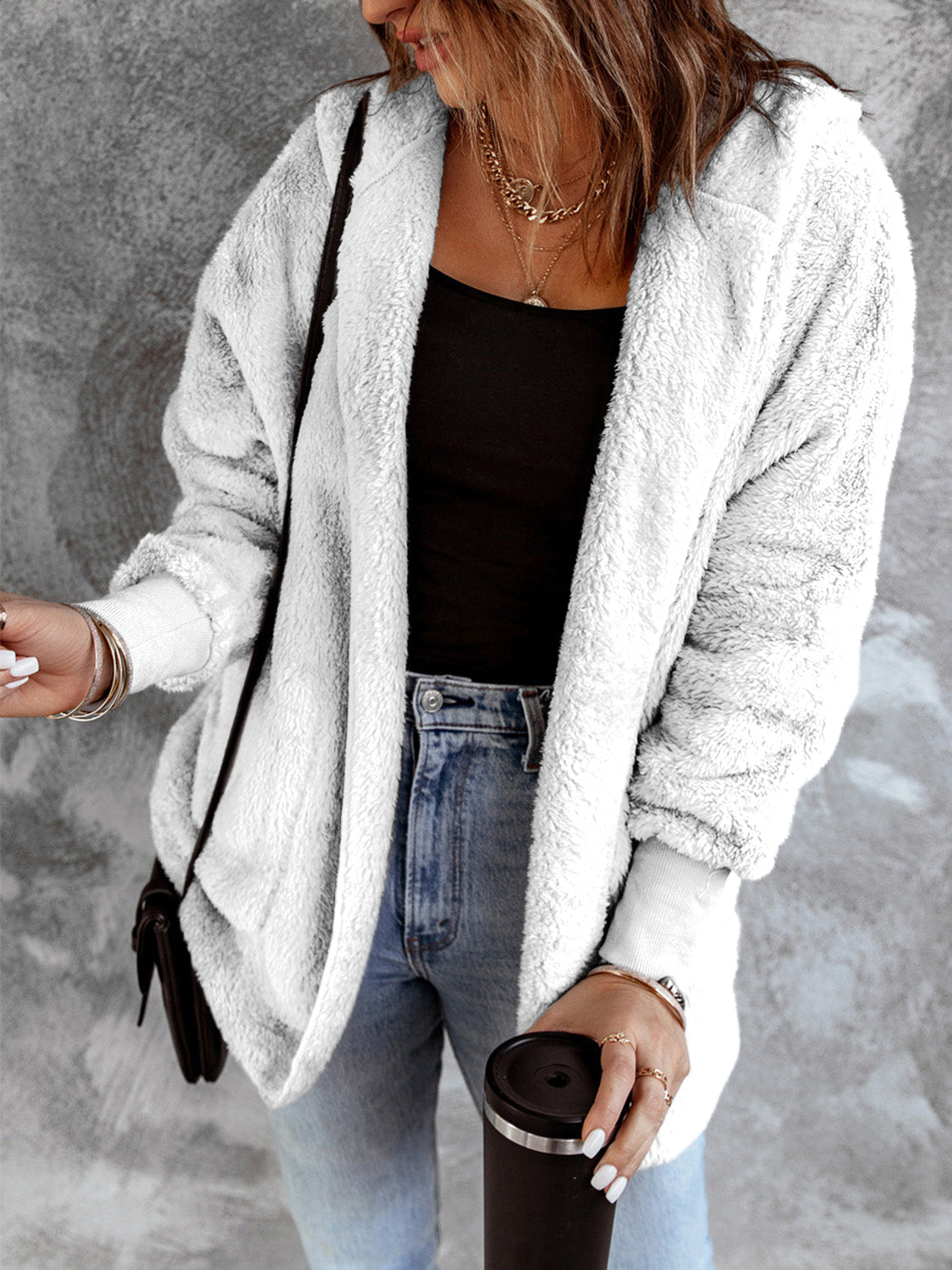 Hooded Textured Jacket with Pockets