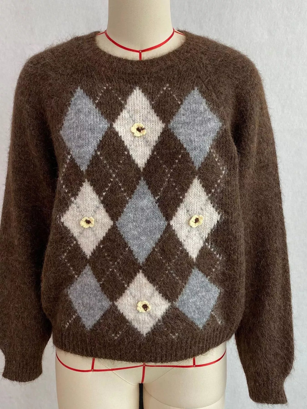 Argyle Raglan Knit Sweater, product view 8