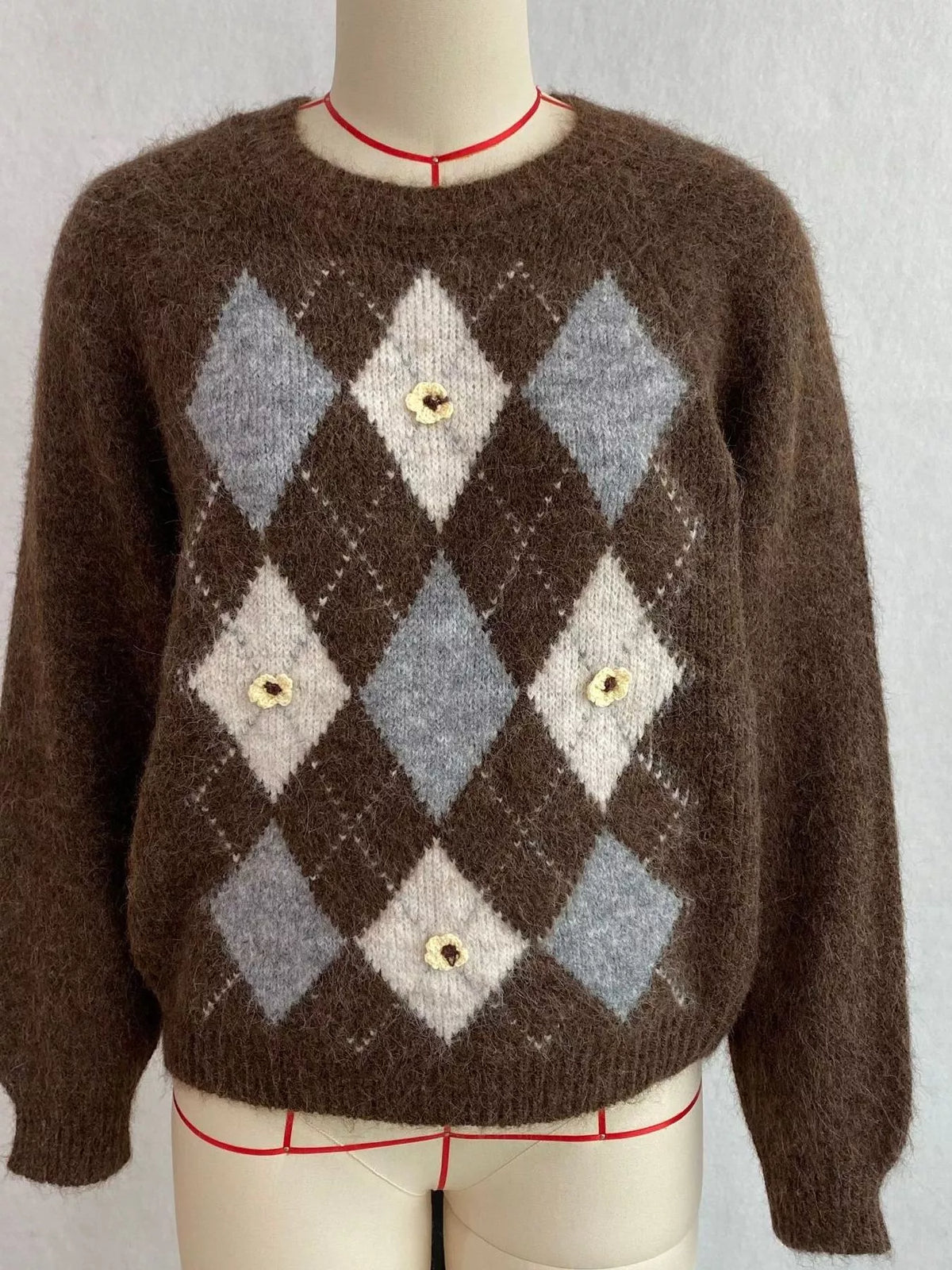 Argyle Raglan Knit Sweater, product view 8