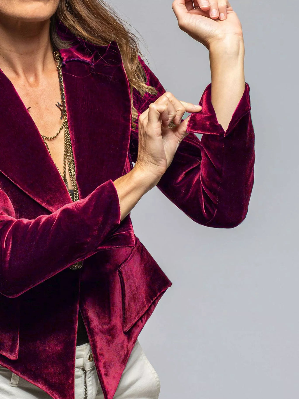 Velvet Single-Button Blazer