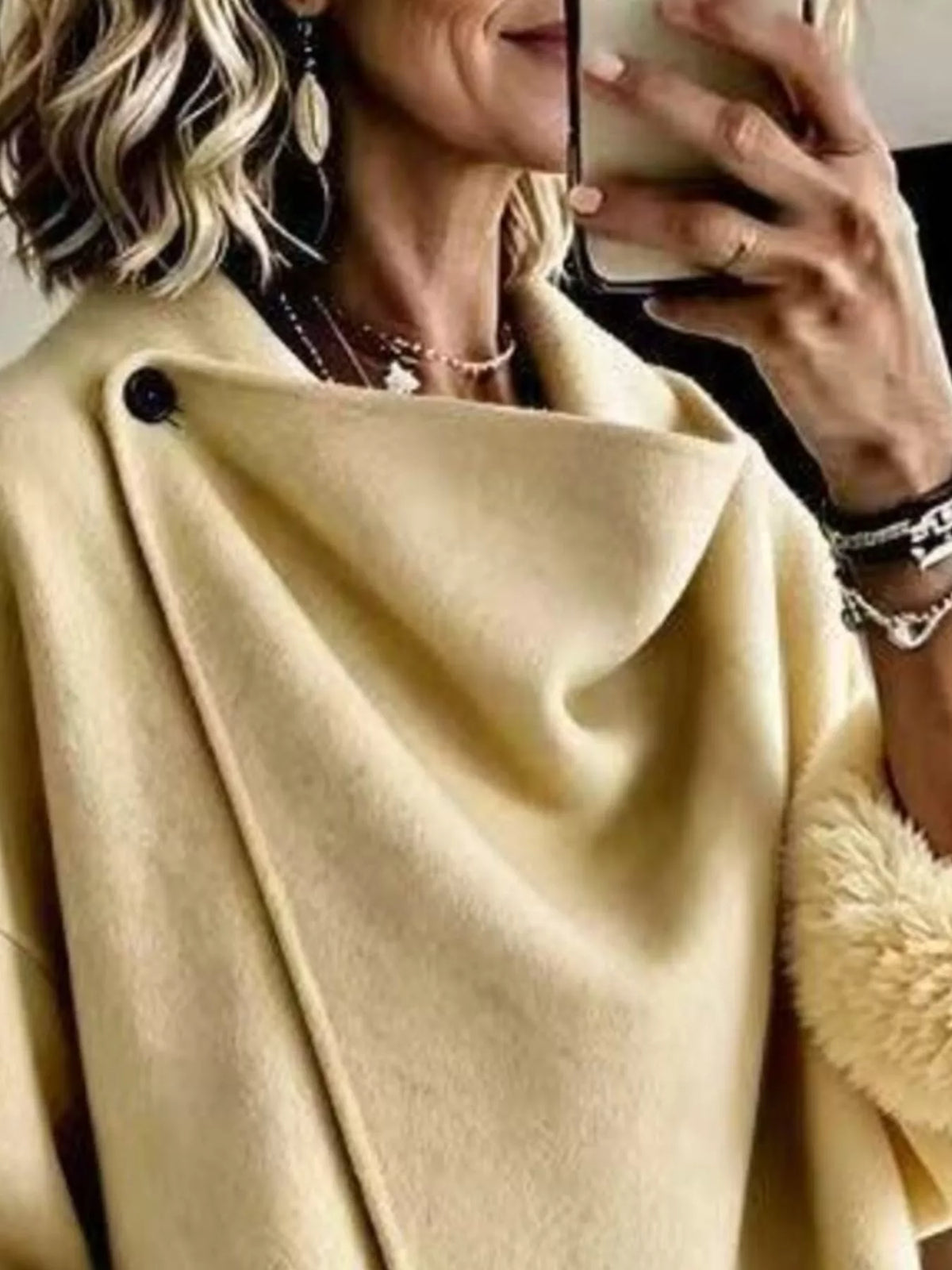 Asymmetric Faux-Fur Cuff Jacket