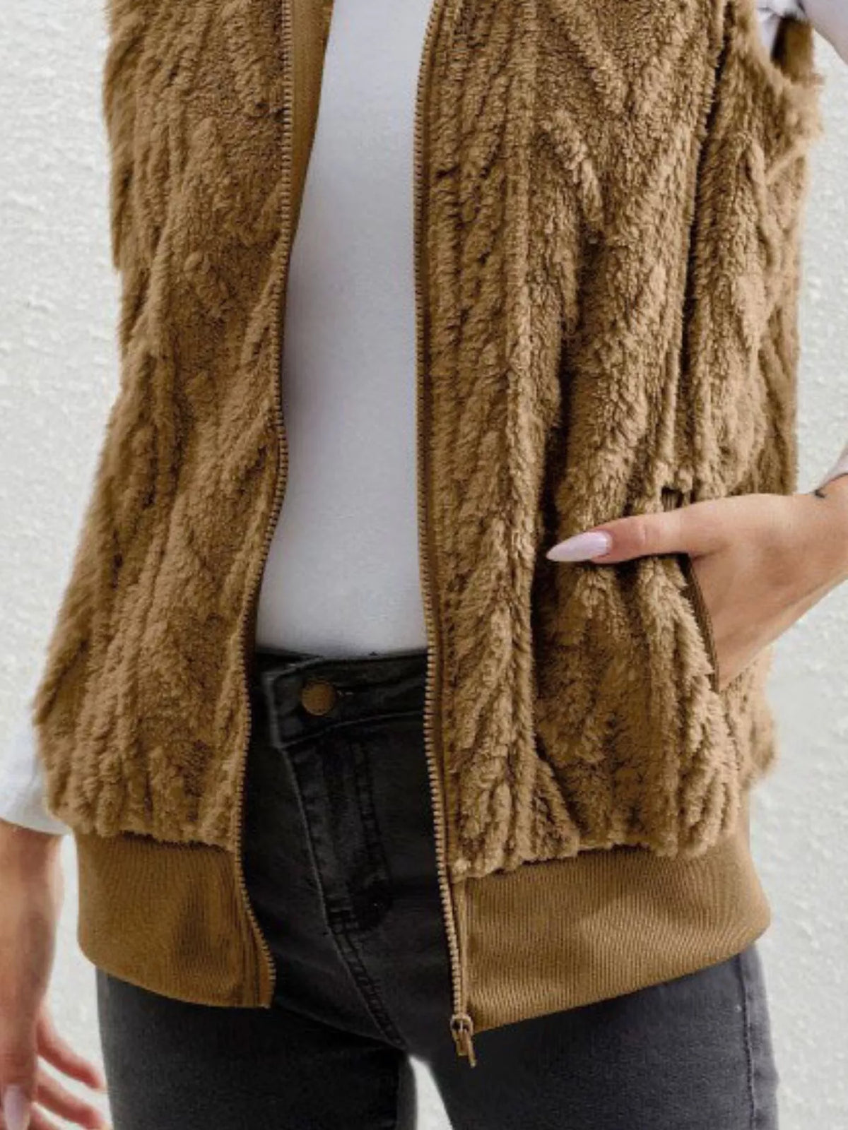 Full-Size Faux-Fur Zip Vest, view 9