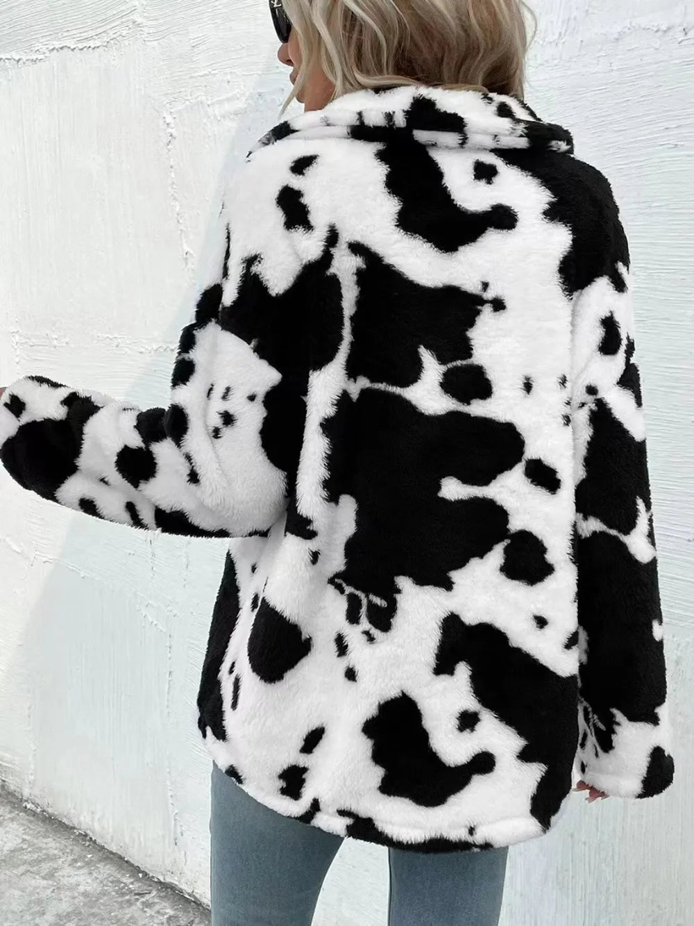 Cow-Print Fuzzy Jacket, view 4