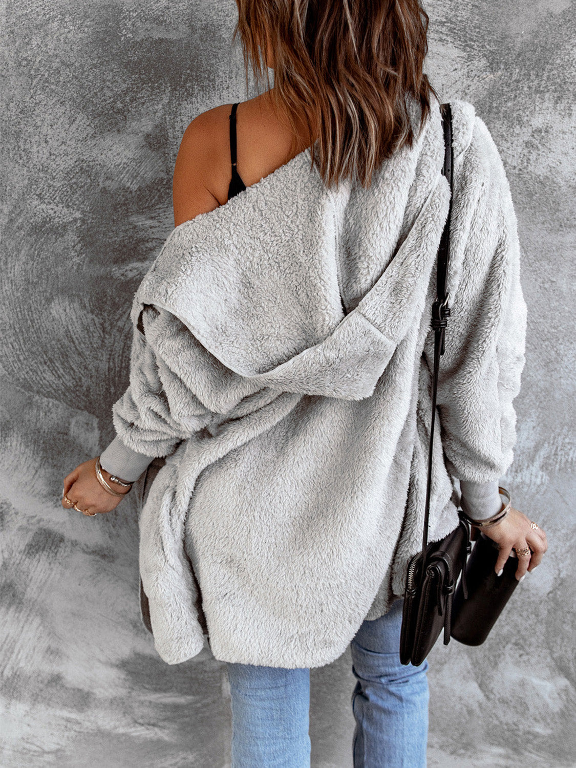 Hooded Textured Jacket with Pockets