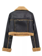 Collared Plush Cropped Jacket, view 15