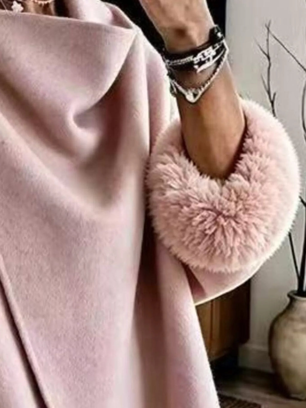Asymmetric Faux-Fur Cuff Jacket