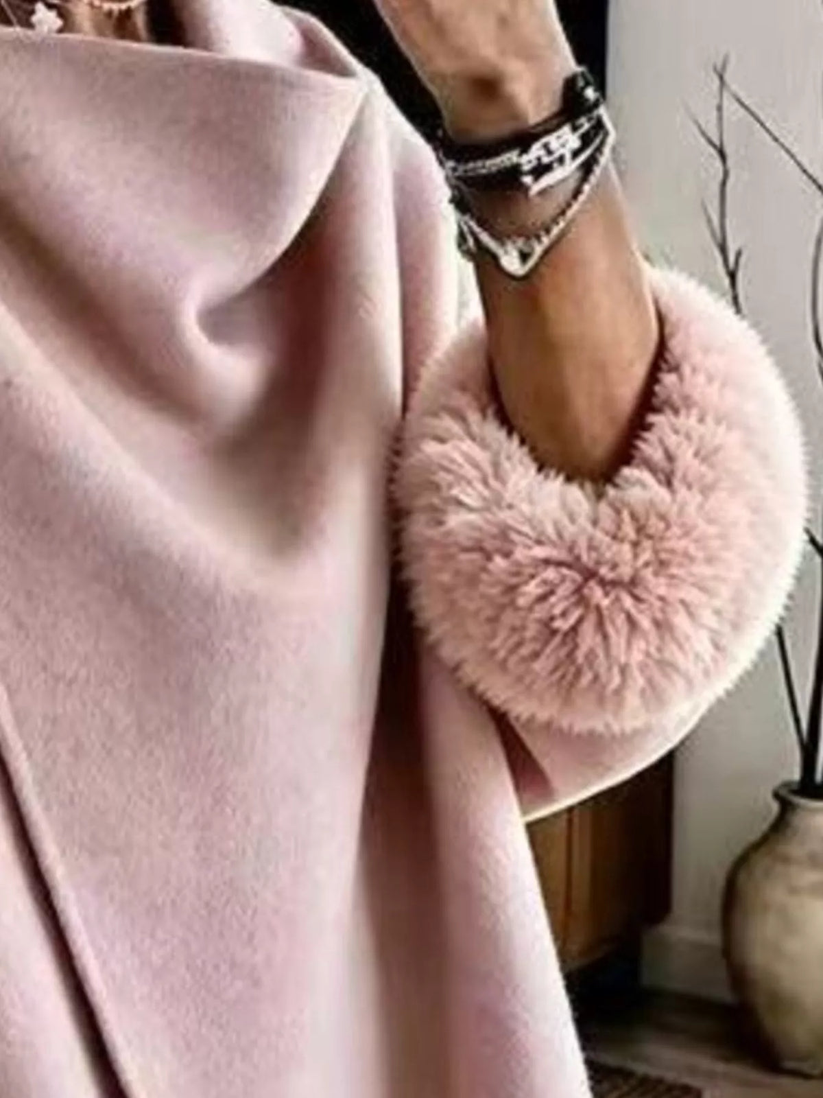 Asymmetric Faux-Fur Cuff Jacket
