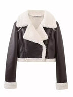 Collared Plush Cropped Jacket, view 4