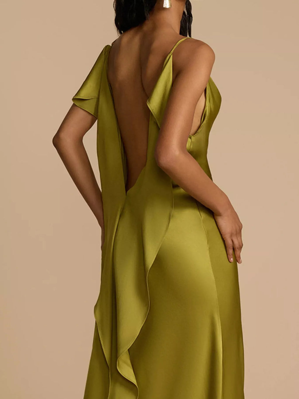 Cowl-Neck Satin Maxi Dress