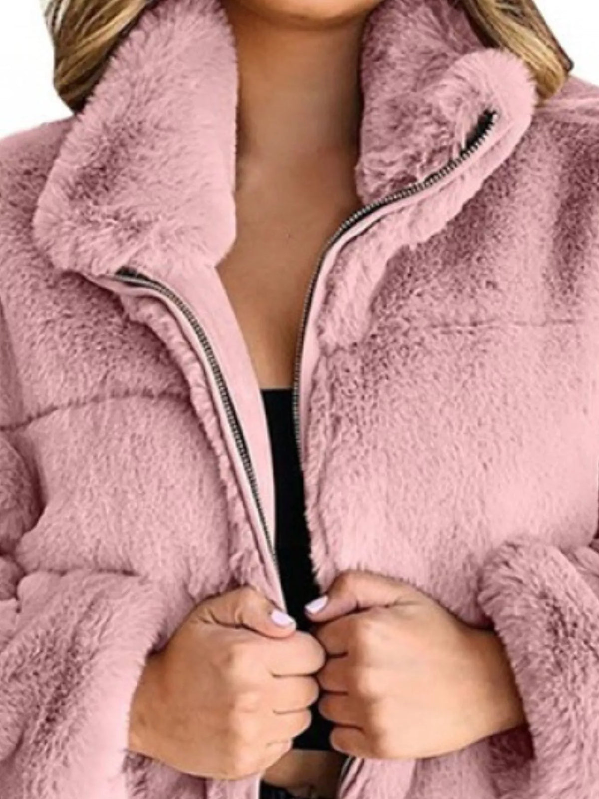 The Arden Full-Size Cropped Faux-Fur Jacket, view 14