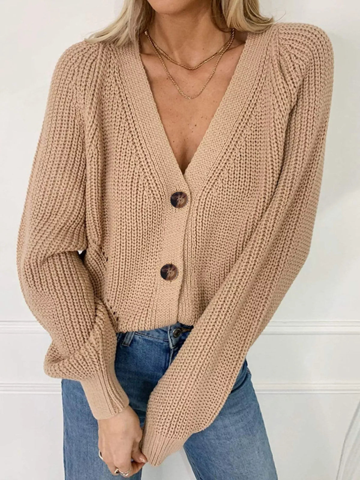 Chunky Knit Button-Front Cardigan