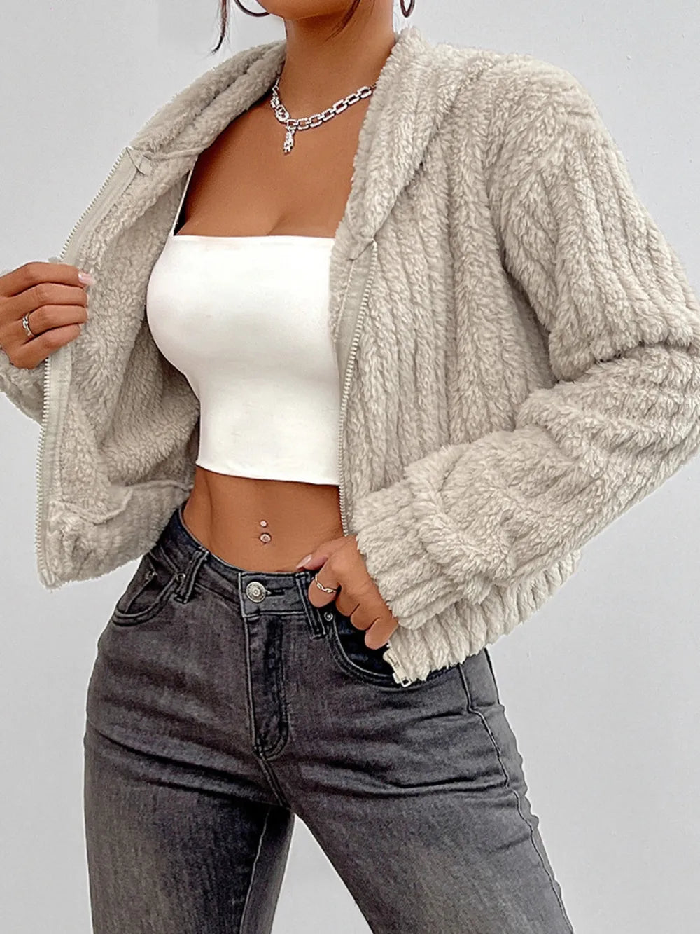 The Aspen Hooded Fuzzy Jacket, view 5