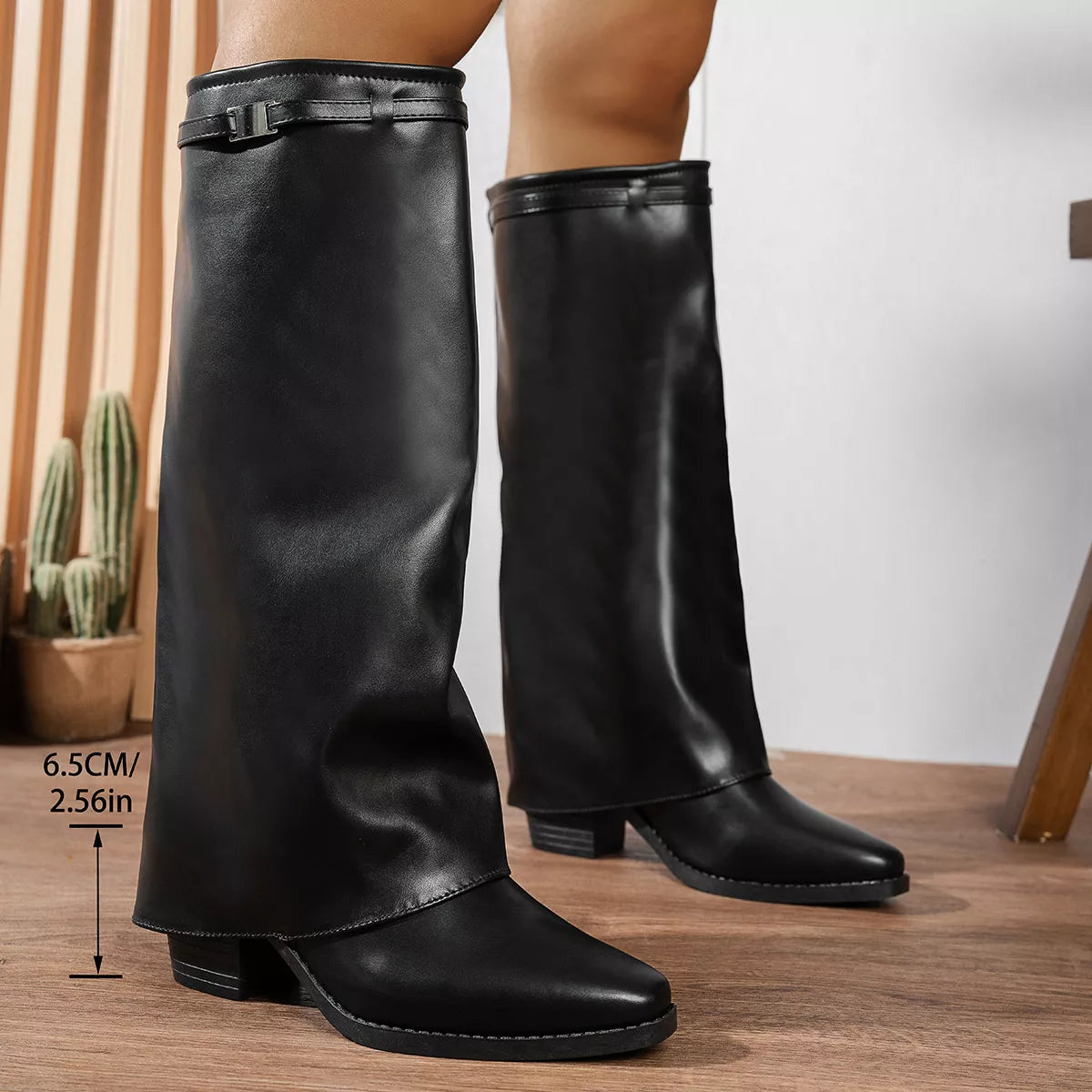 Block-Heel Knee-High Boots