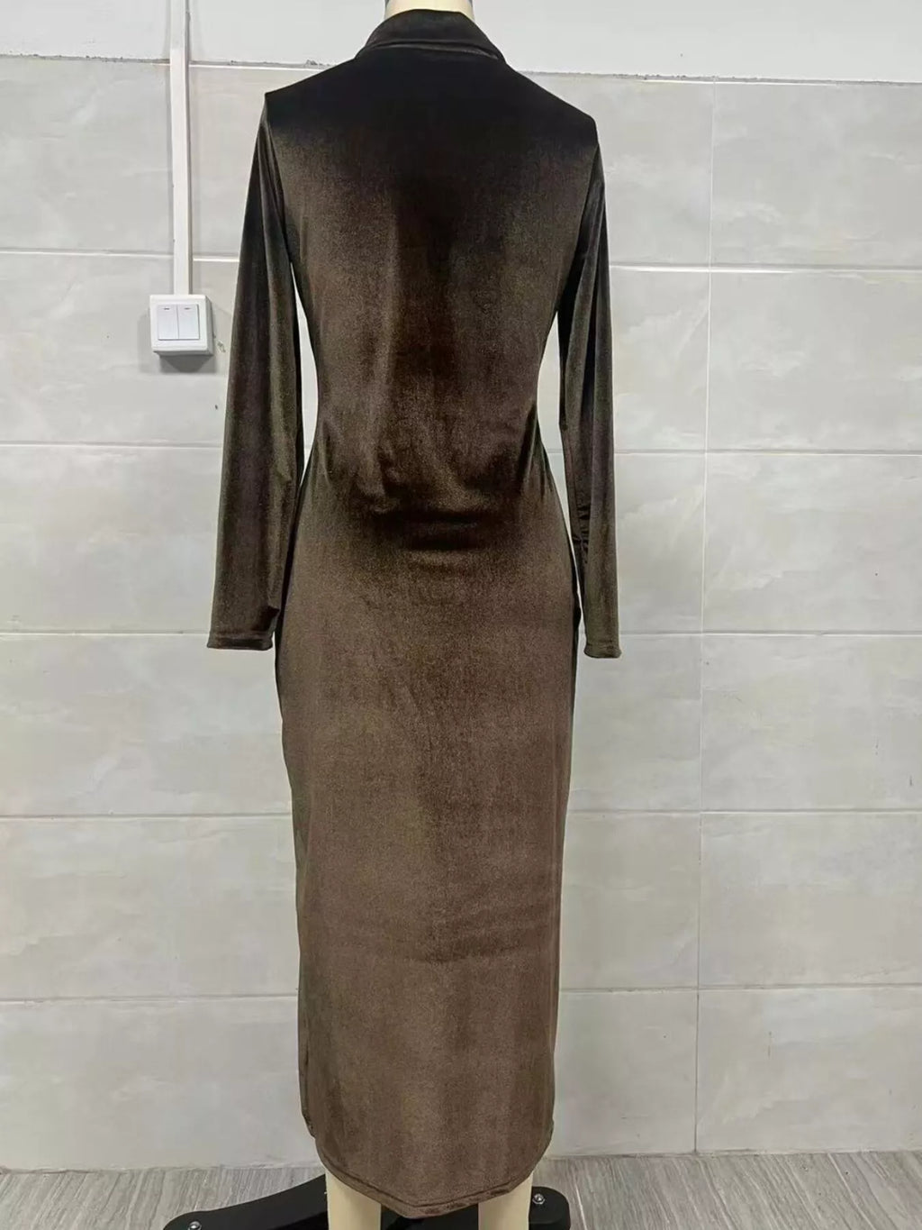 Velvet Zip Midi Dress