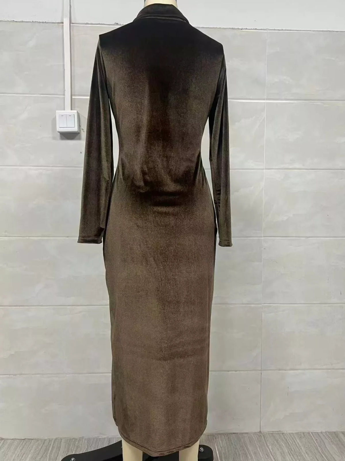 Velvet Zip Midi Dress