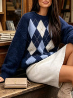 Argyle Raglan Knit Sweater, product view 17