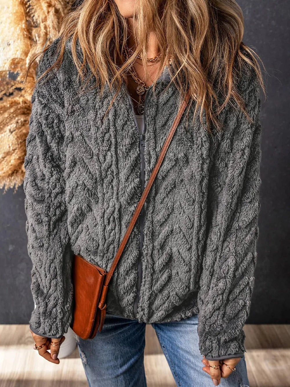 Fuzzy Pocket Zip Jacket, view 8
