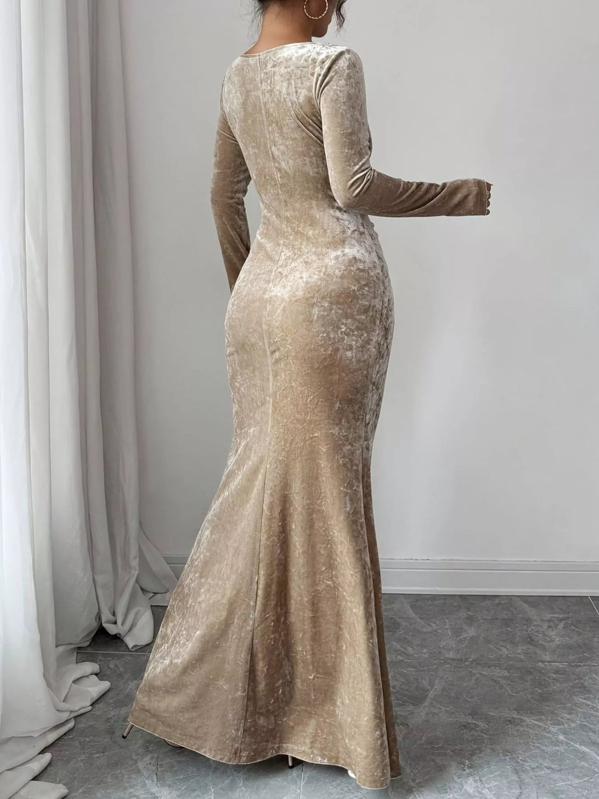 Ruched Velvet Maxi Dress