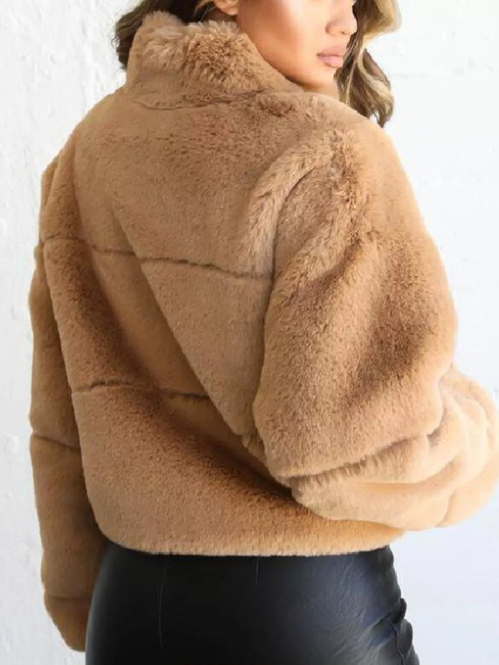The Arden Full-Size Cropped Faux-Fur Jacket, view 2
