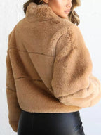 Full-Size Cropped Faux-Fur Jacket, view 2