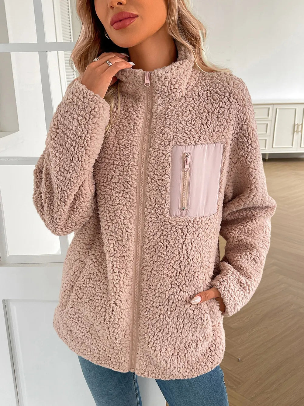 Fuzzy Zip-Up Jacket, view 1