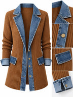 Contrast-Trim Ribbed Knit Cardigan, product view 12