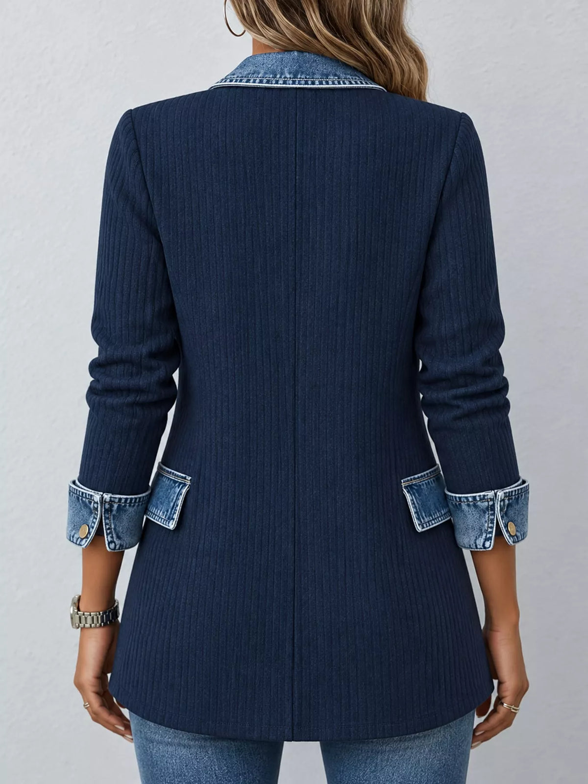Contrast-Trim Ribbed Knit Cardigan, product view 29