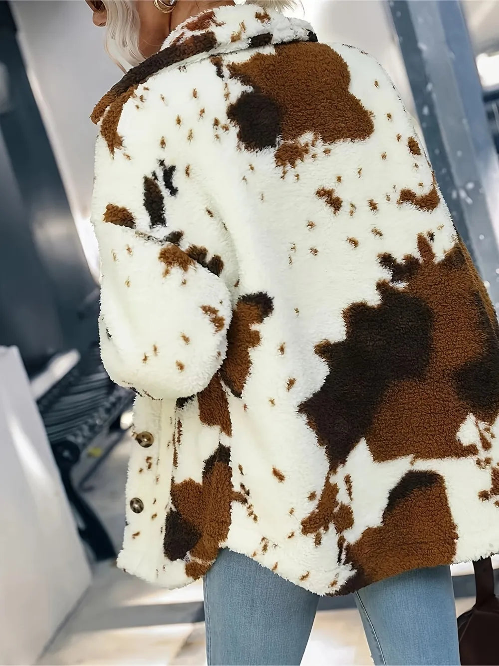 Cow-Print Fuzzy Jacket, view 7