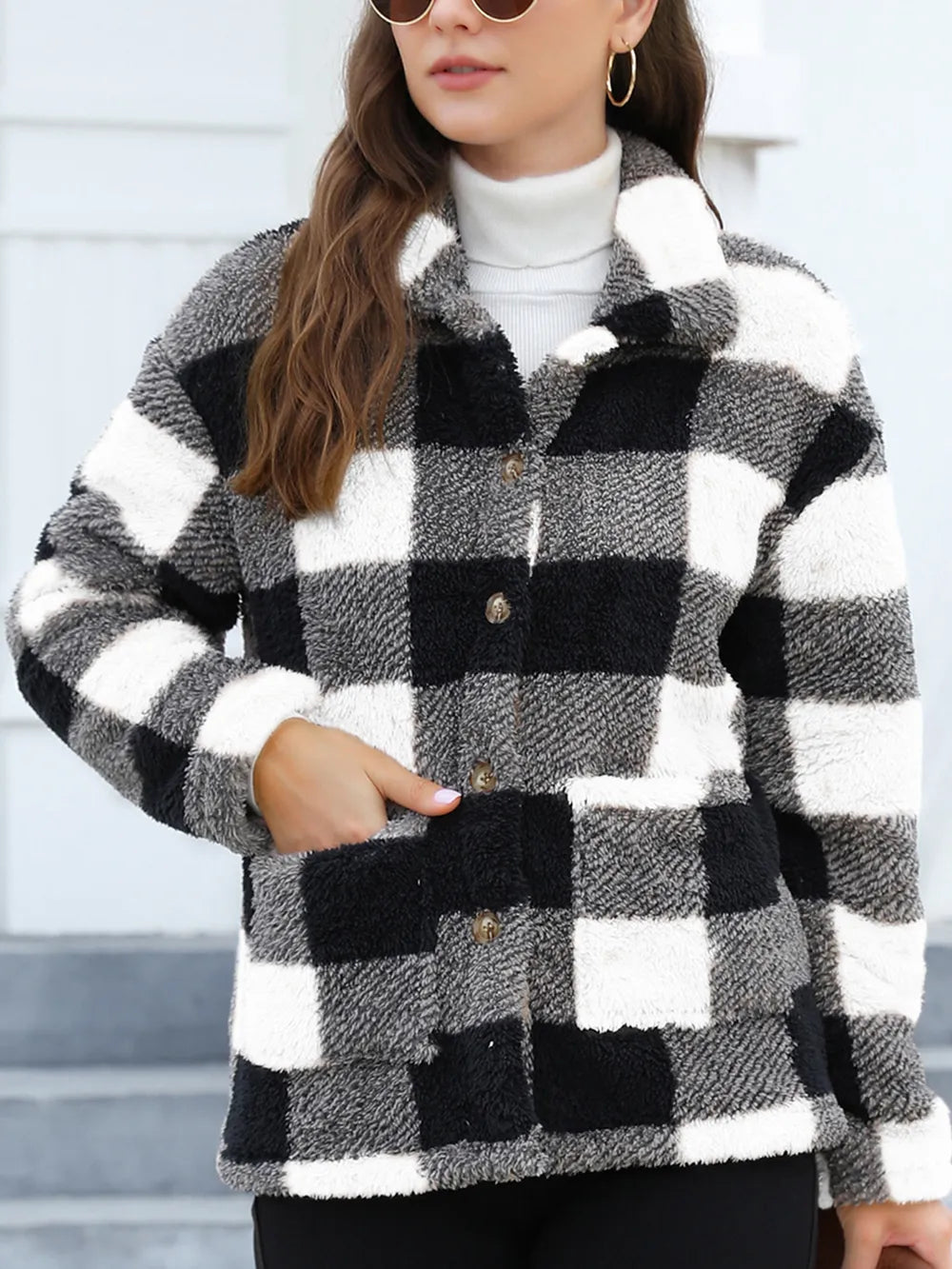 Drop-Shoulder Fuzzy Jacket, view 19