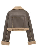 Collared Plush Cropped Jacket, view 21