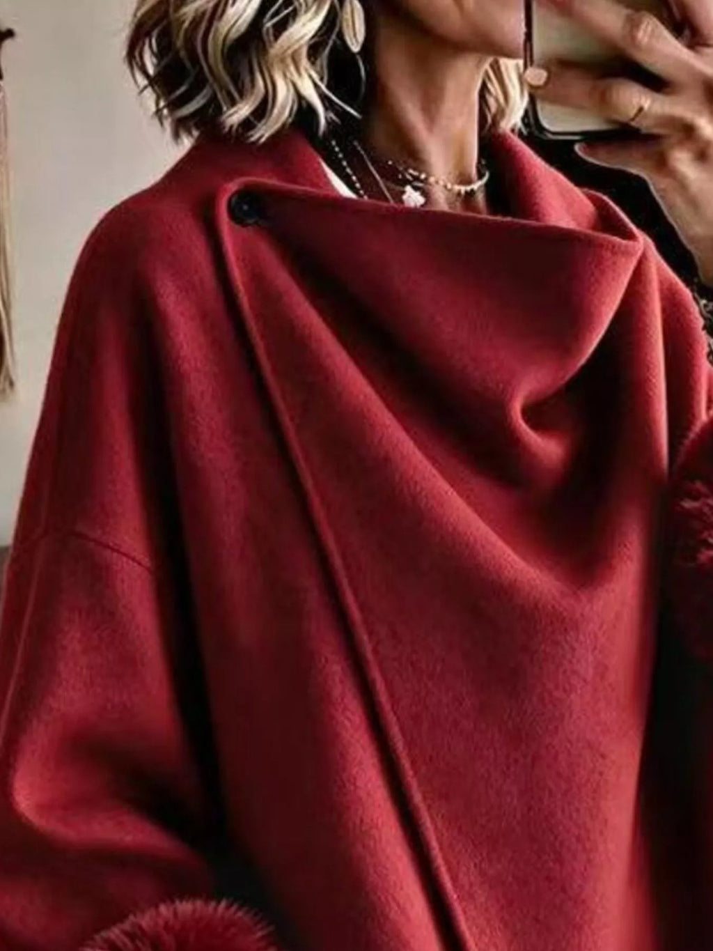 Asymmetric Faux-Fur Cuff Jacket