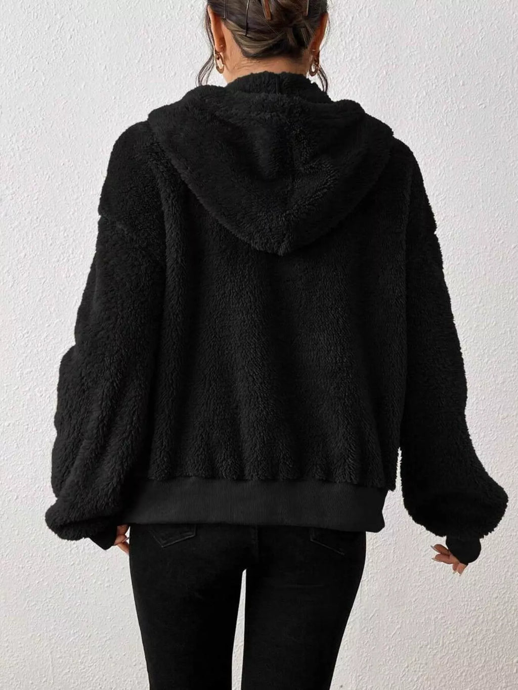 Hooded Plush Zip-Up Jacket, supplier product view 2