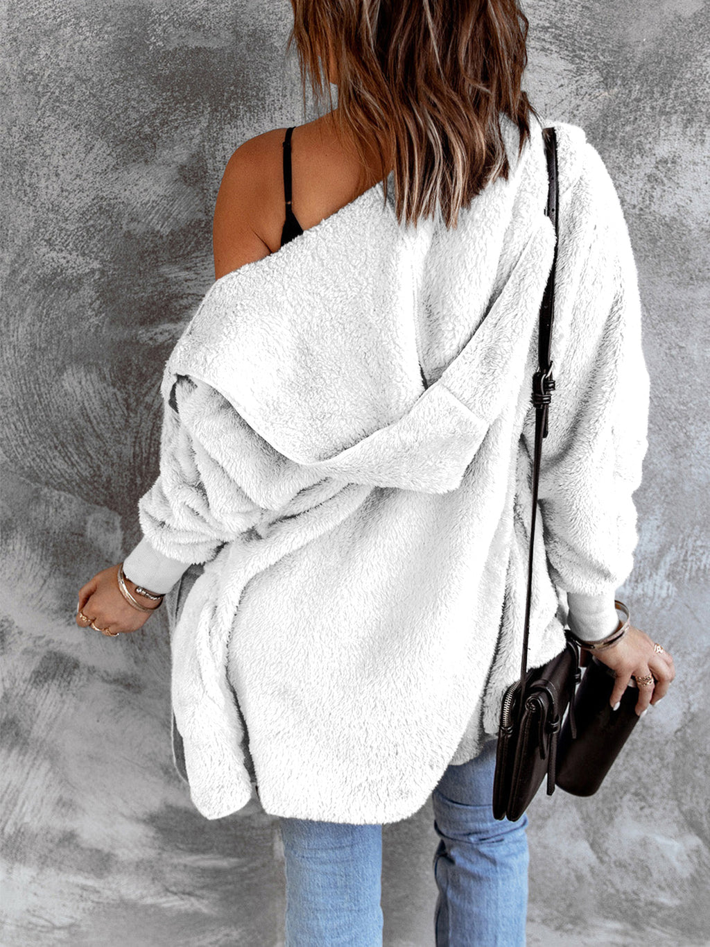 Hooded Textured Jacket with Pockets