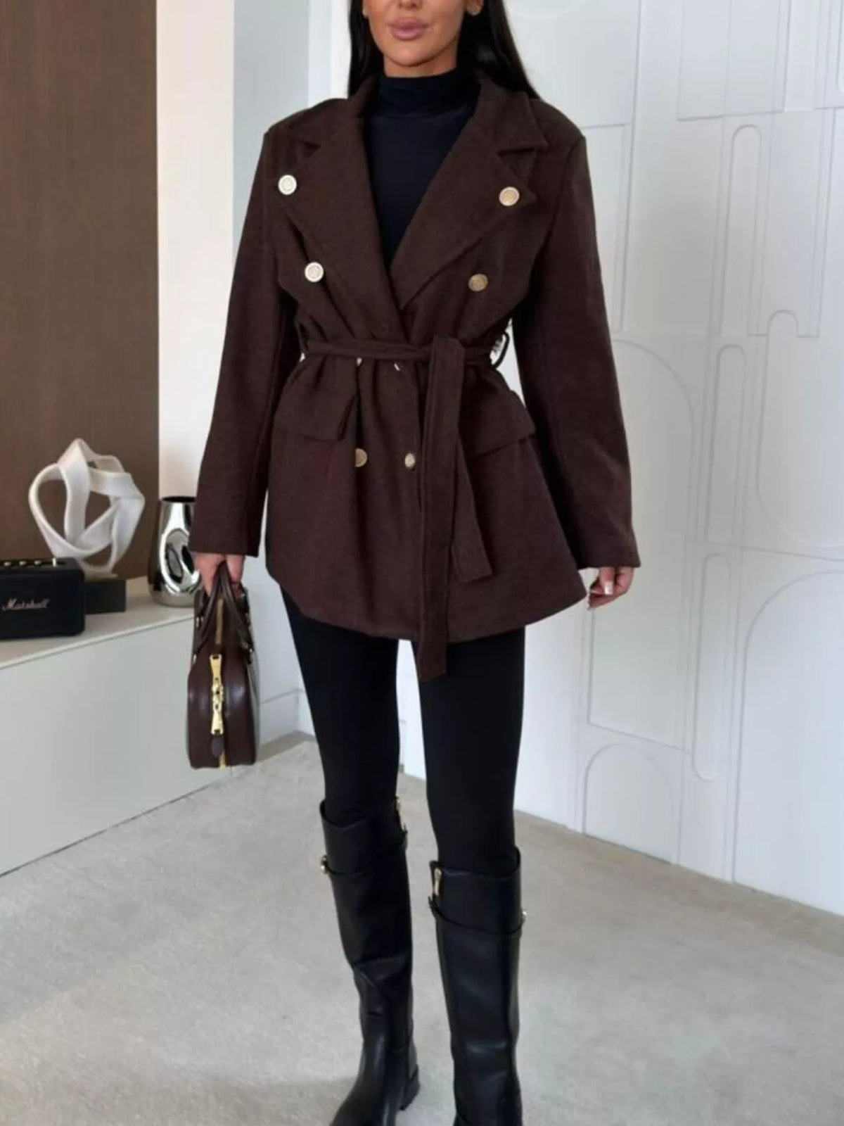 Belted Double-Breasted Coat