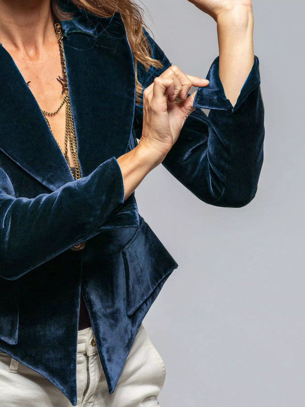 Velvet Single-Button Blazer