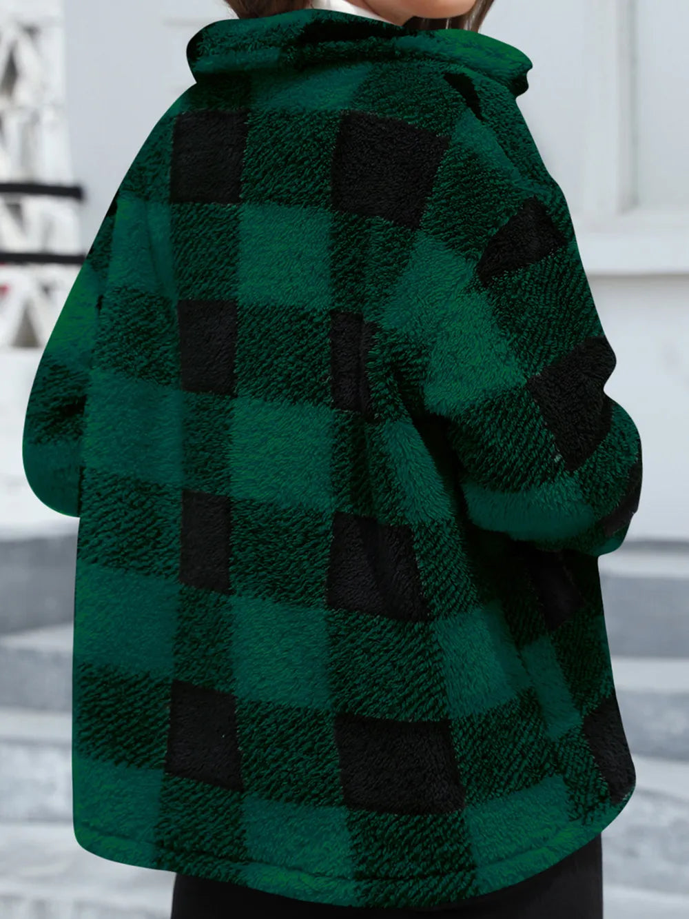 Drop-Shoulder Fuzzy Jacket, view 10