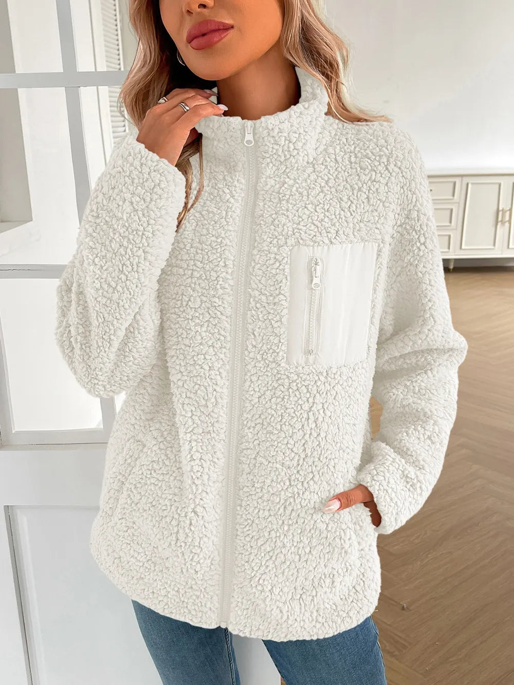 Fuzzy Zip-Up Jacket, view 10