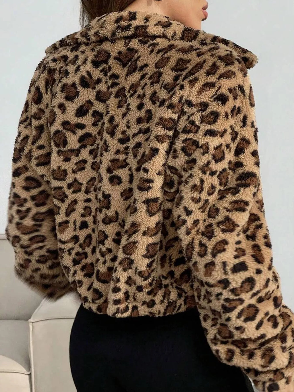 Cropped Leopard Fuzzy Jacket, view 3