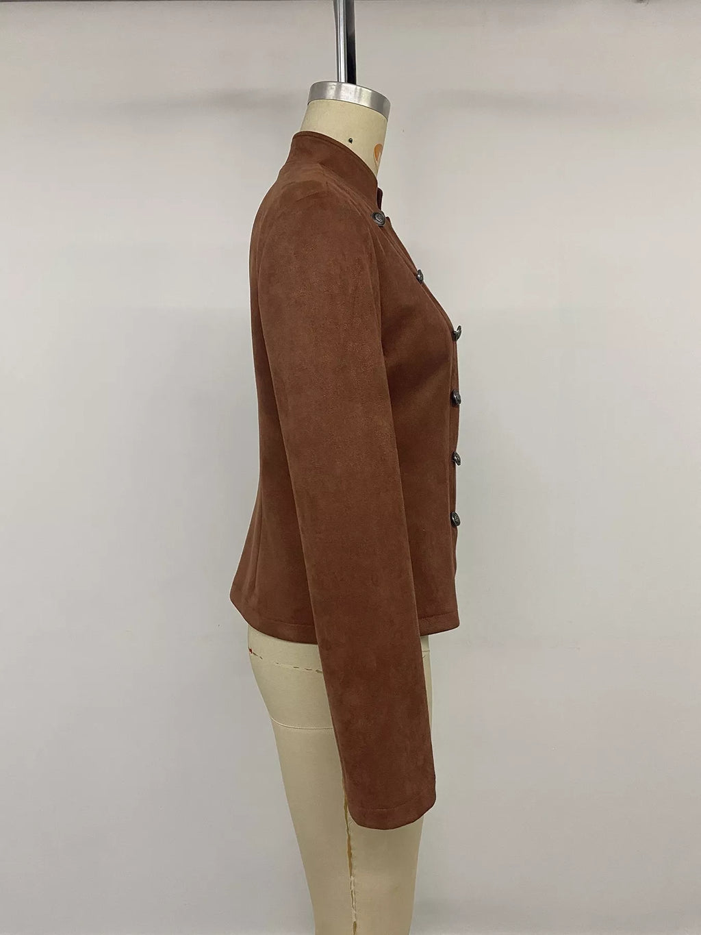 Cropped Stand-Collar Button Jacket