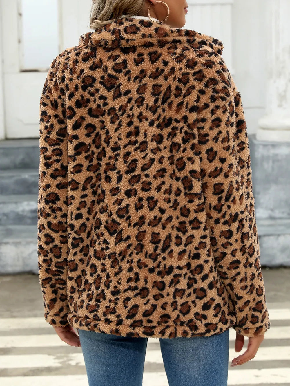 Drop-Shoulder Fuzzy Jacket, view 21