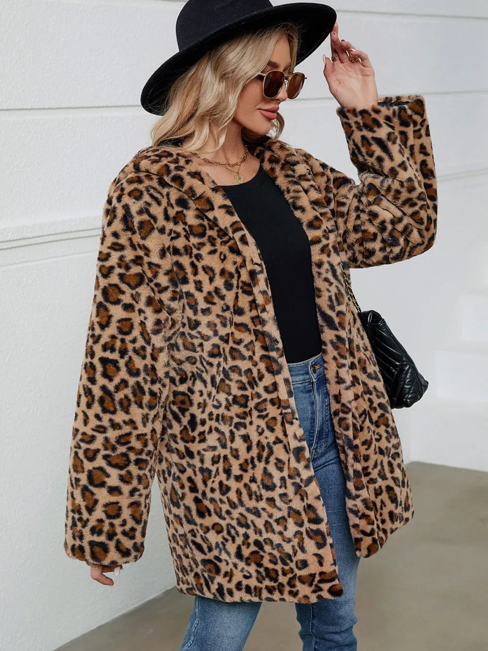 Longline Leopard Hooded Jacket, view 5
