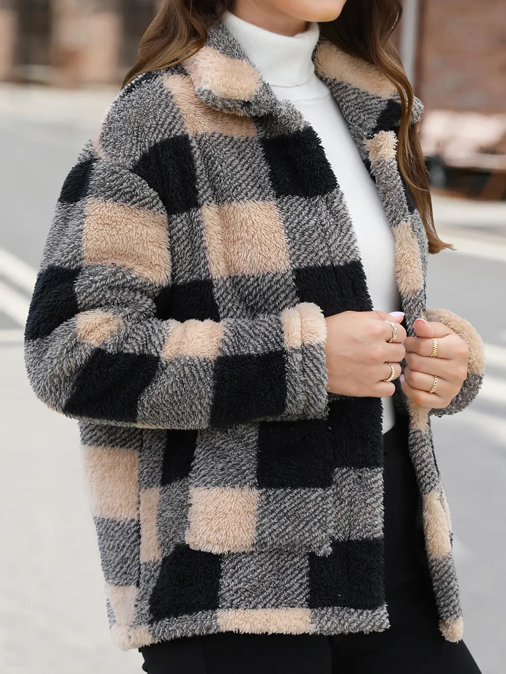 Drop-Shoulder Fuzzy Jacket, view 14
