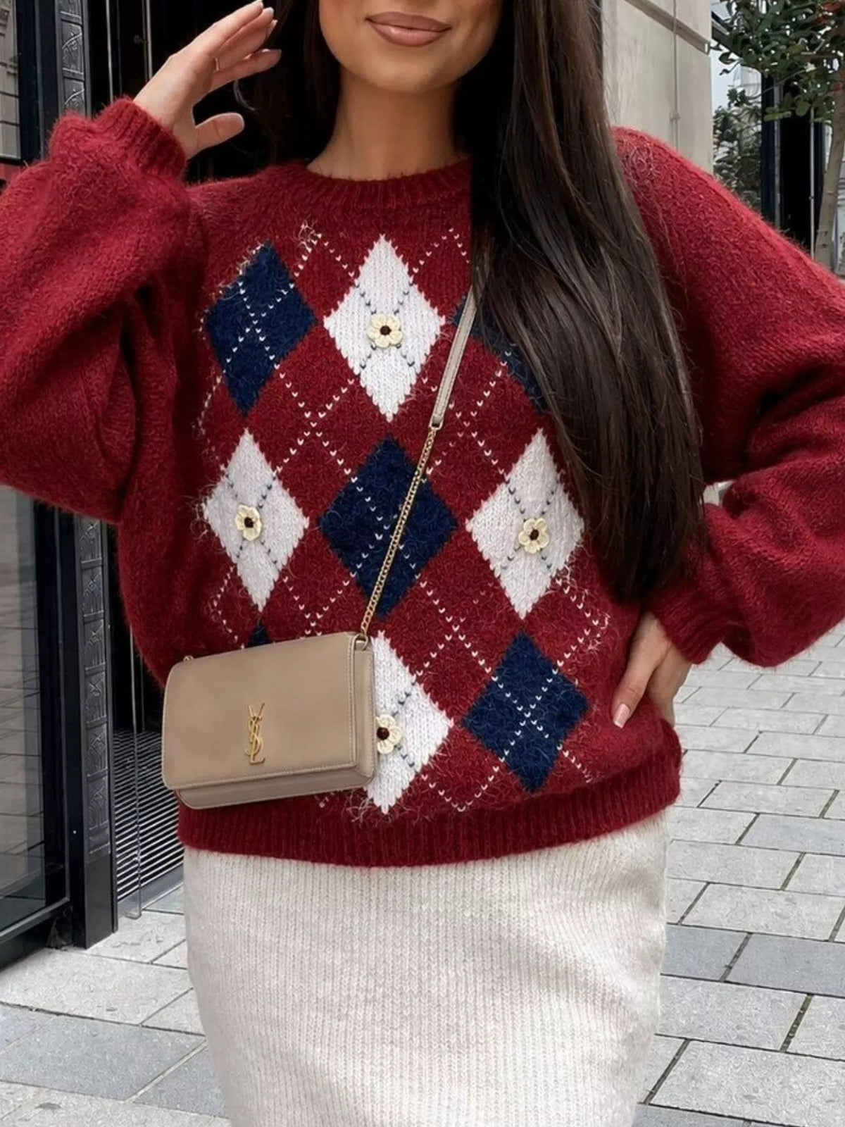 Argyle Raglan Knit Sweater, product view 24
