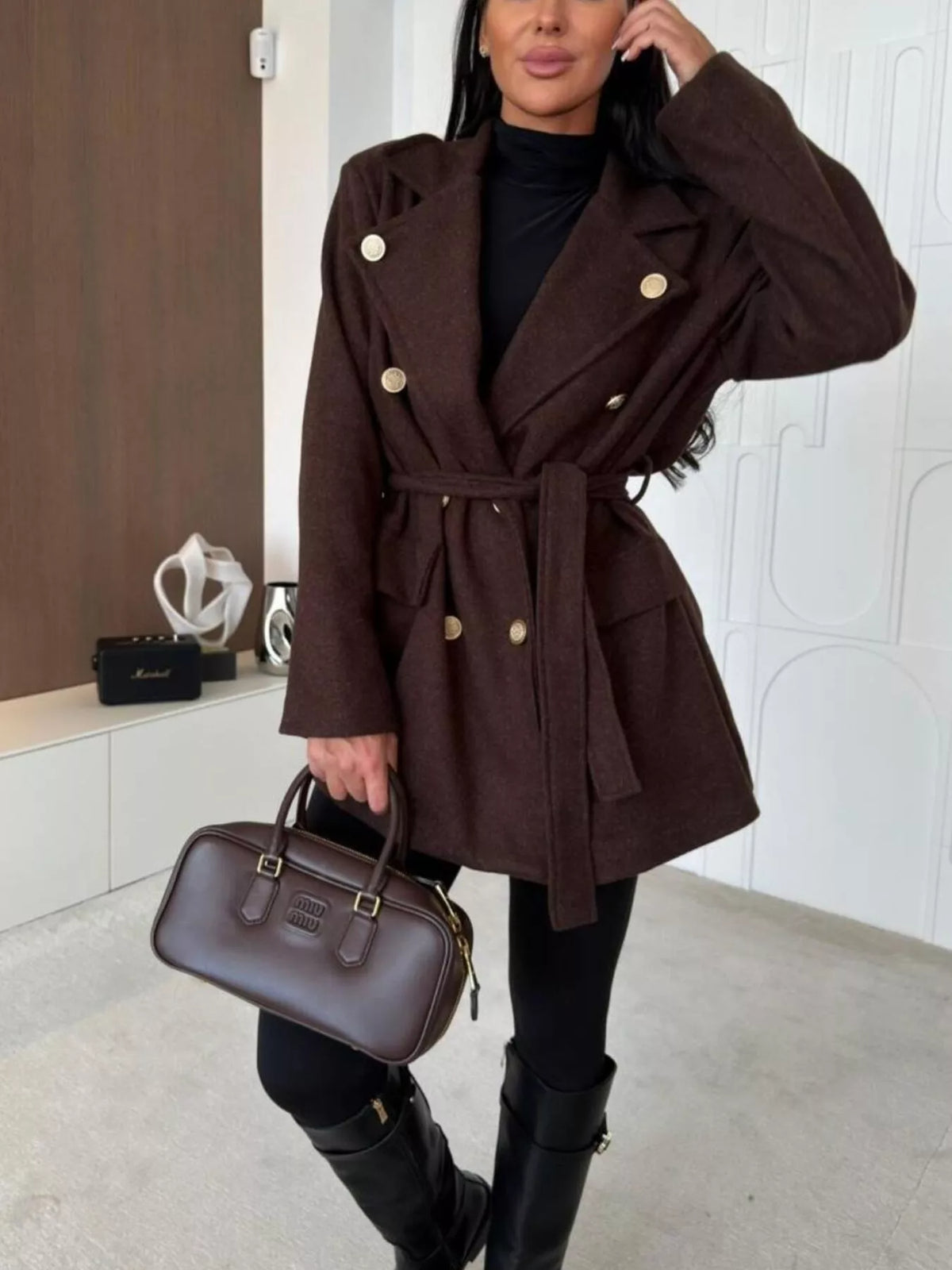 Belted Double-Breasted Coat