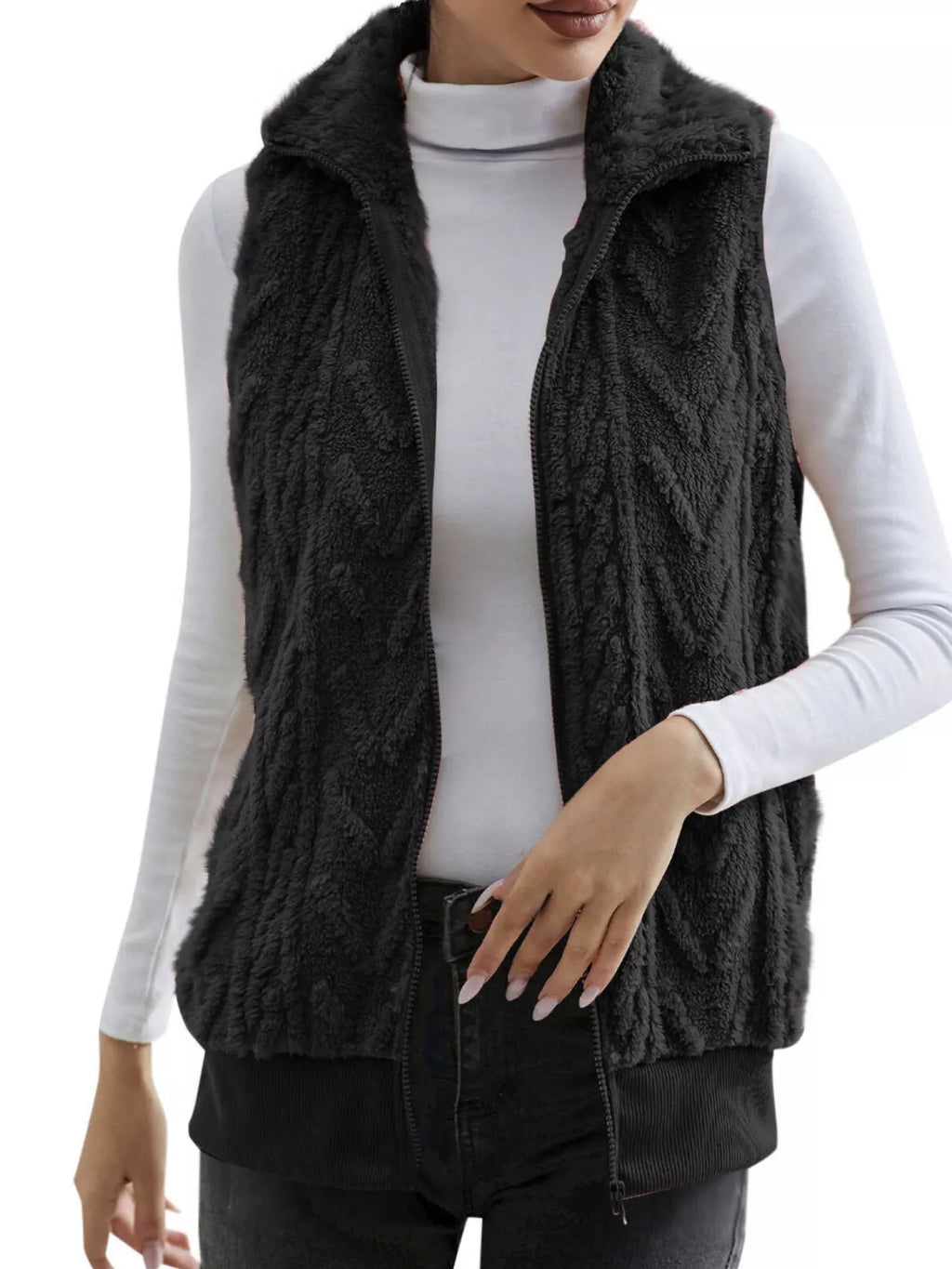 Full-Size Faux-Fur Zip Vest, view 11